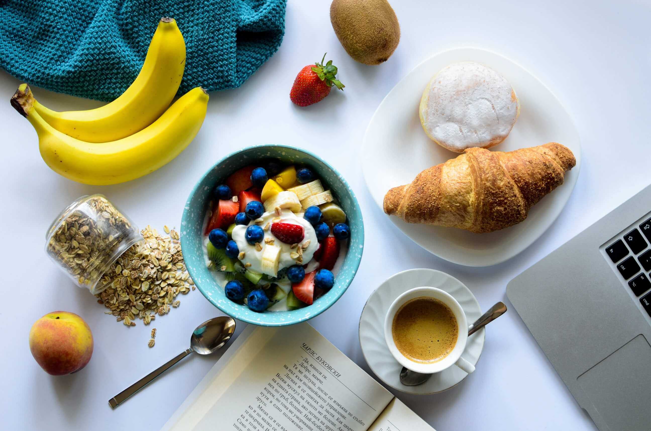 Some healthy food and a laptop